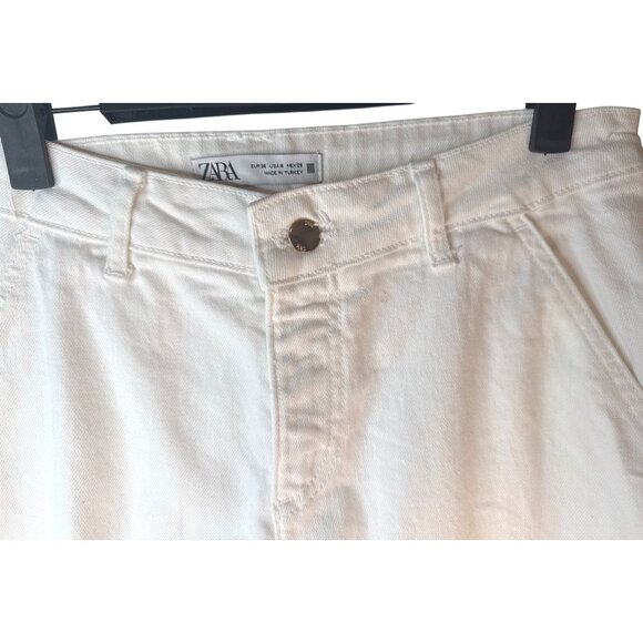 2/$30 ZARA White Size 4 Cotton Blend Tapered Jeans - Picture 9 of 13